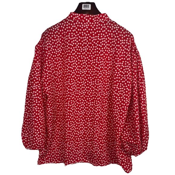 New Women’s Red & White Floral Button-Up Blouse Size 2XL Lightweight Casual - Picture 2 of 9